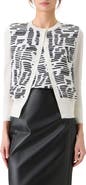 Akris Dance Movements Print Mixed Media Silk Cardigan
