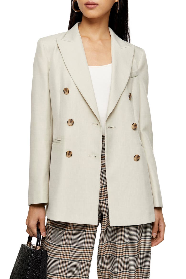 Double Breasted Blazer, Main, color, BEIGE