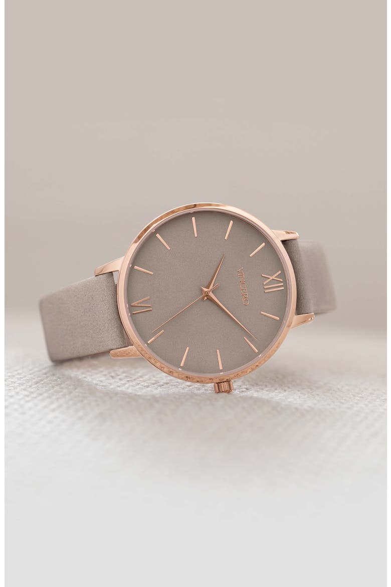 Eros Leather Strap Watch, 38mm, Alternate, color, ROSE TAUPE