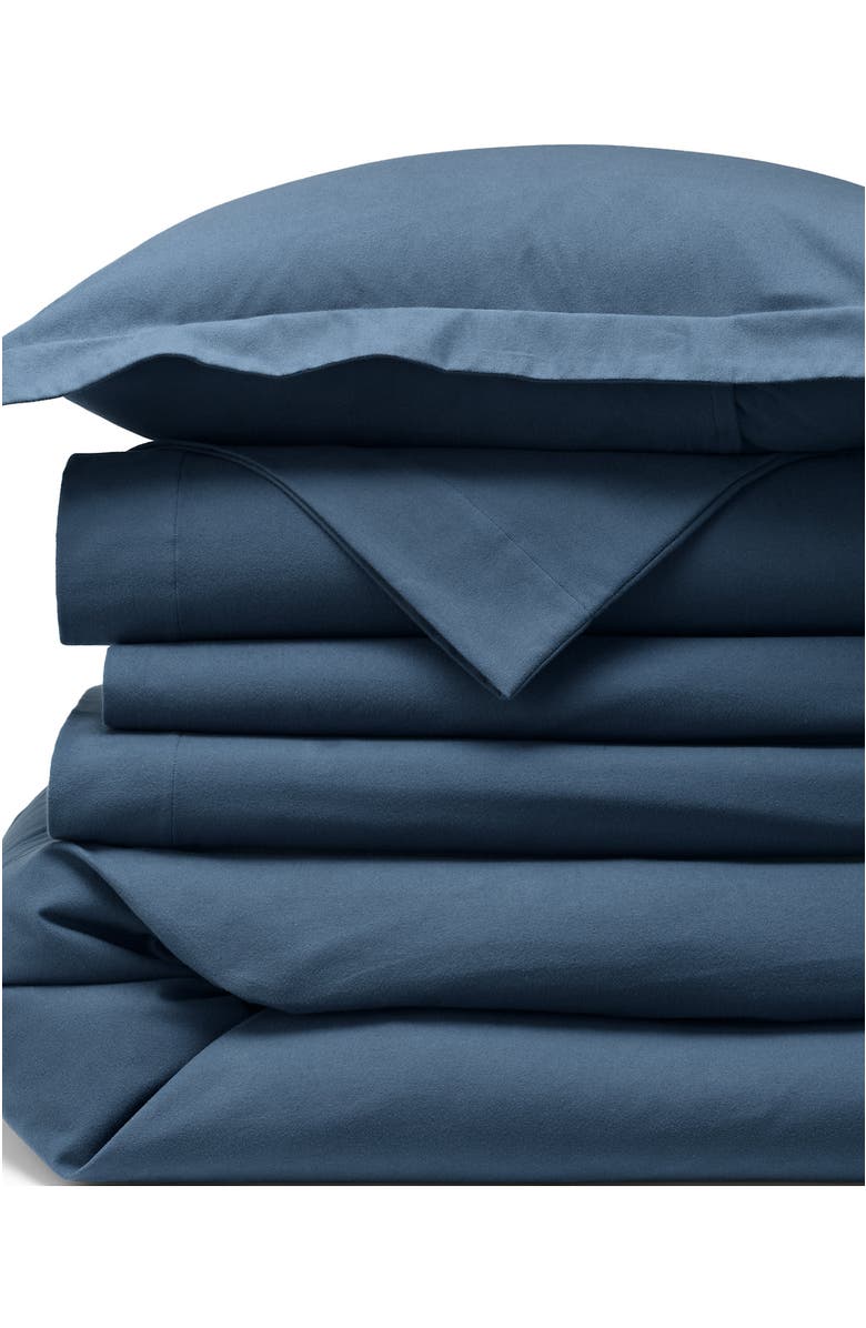Lands' End Comfy Super Soft Cotton Flannel Duvet Bed Cover - 5oz, Main, color, Bering Sea Blue