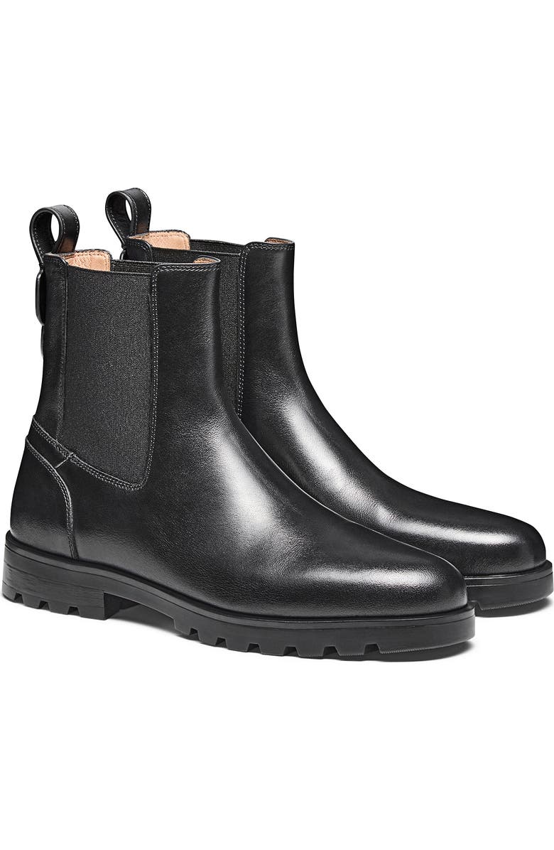 Santoni Women's Leather Chelsea Boot, Main, color, Black