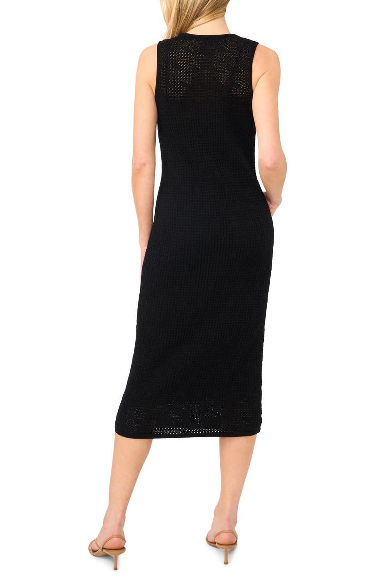 Open Stitch Cotton Blend Midi Dress, Alternate, color, RICH BLACK