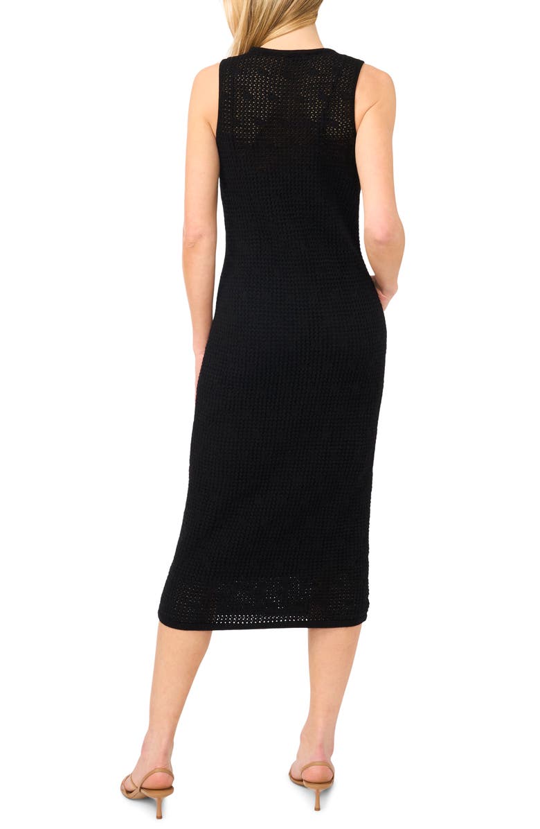 Halogen<sup>®</sup> Open Stitch Cotton Blend Midi Dress, Alternate, color, Rich Black