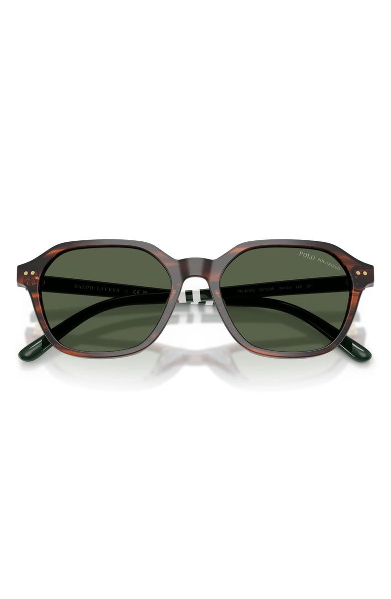 Polo Ralph Lauren 54mm Polarized Irregular Sunglasses, Alternate, color, Shiny Havana / Polar Green