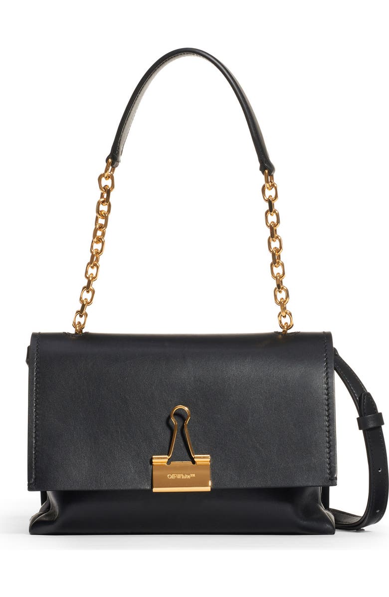 Off-White Medium Binder Clip Leather Shoulder Bag, Main, color,