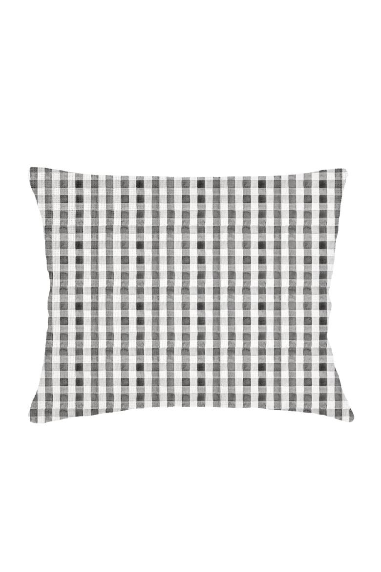 Gingham Linen Dutch Euro Pillow Cover Only, Main, color, Antique Grey