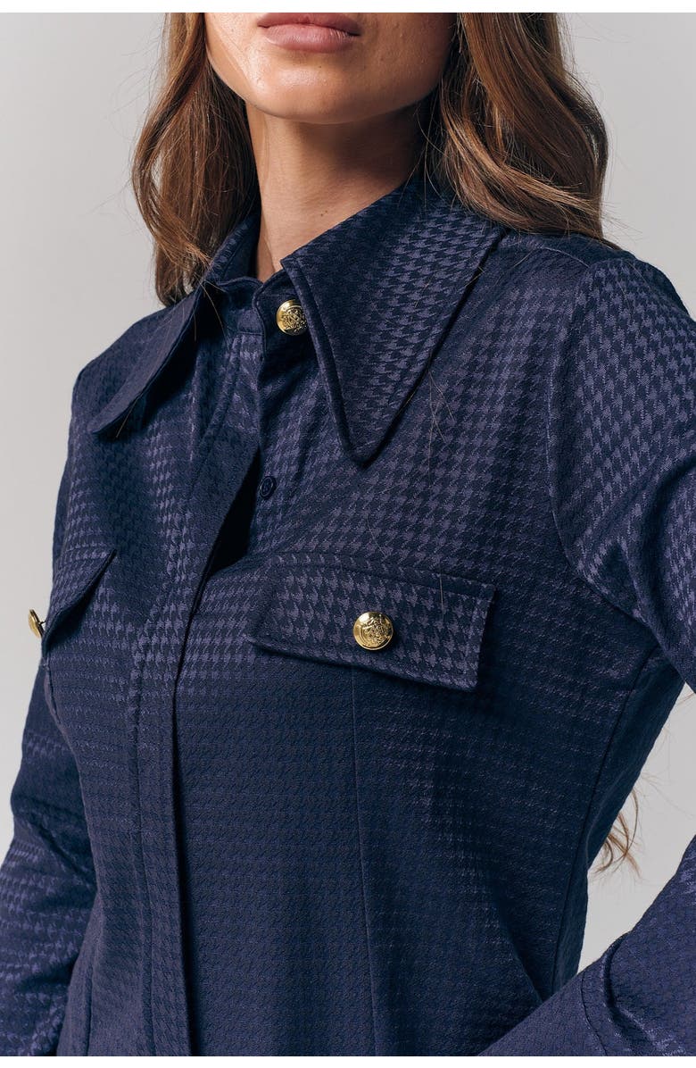 Le Fafo Houndstooth Pattern Shirt, Alternate, color, Navy
