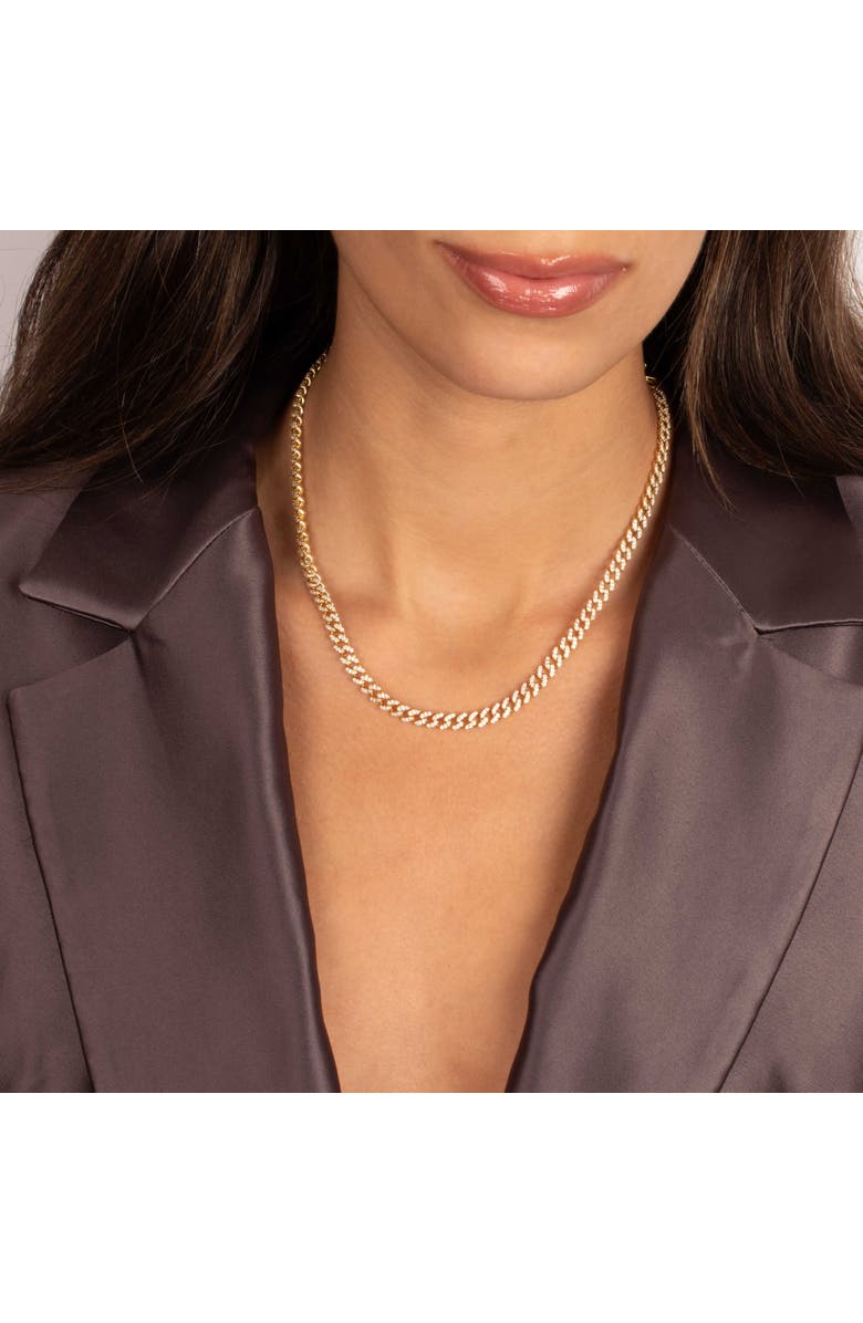 BY ADINA EDEN CZ Pave Cuban Choker Necklace, Alternate, color, Gold