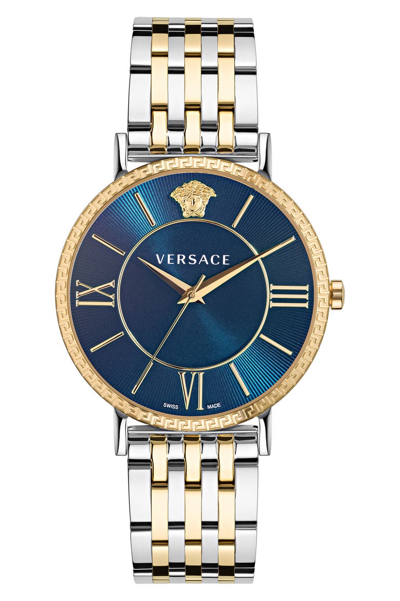 V-Eternal Stainless Steel Strap Watch, 42mm, Alternate, color, TWO TONE/BLUE