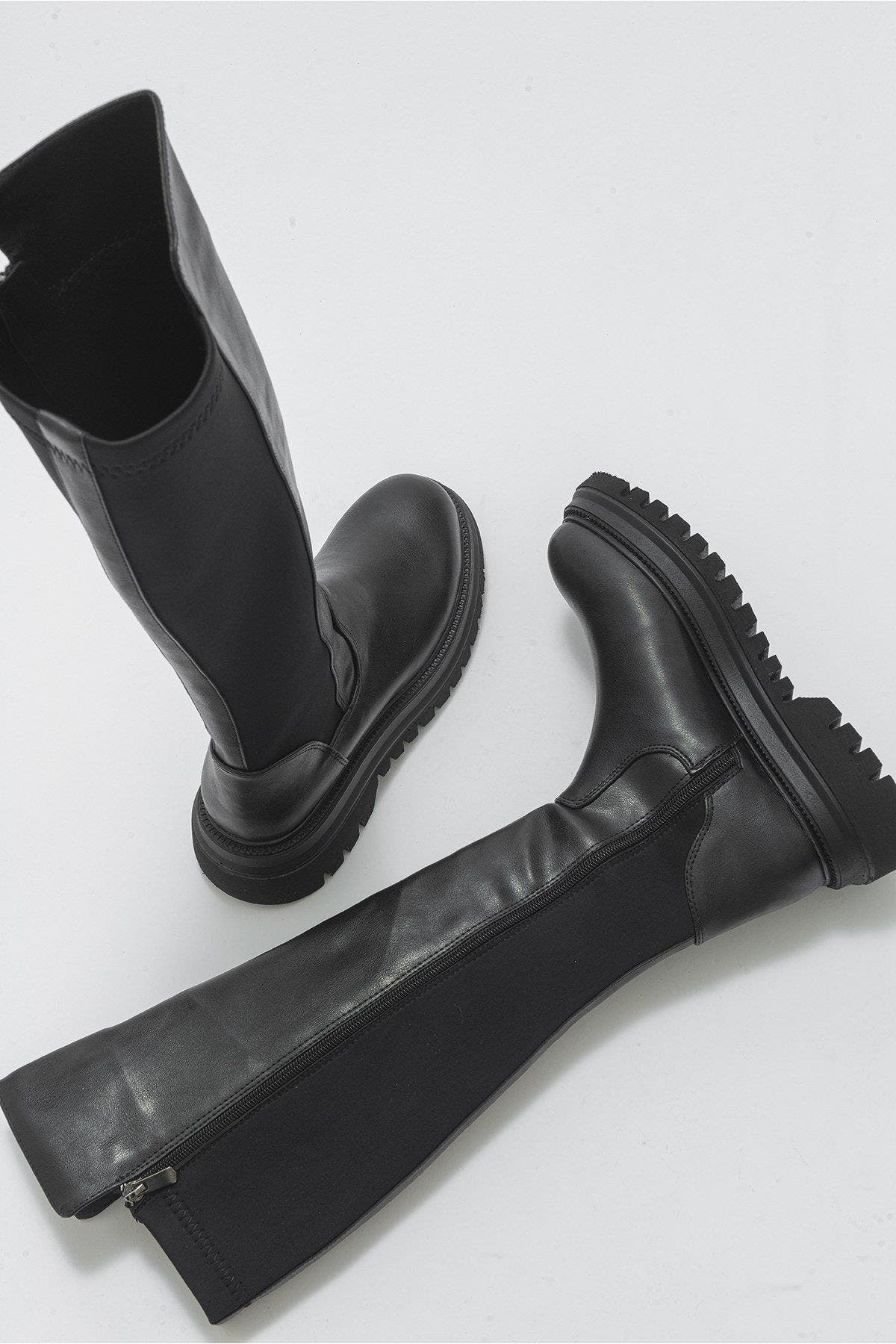 Paul Stretch Knee High Boot, Alternate, color, Black Stretch Faux Leather