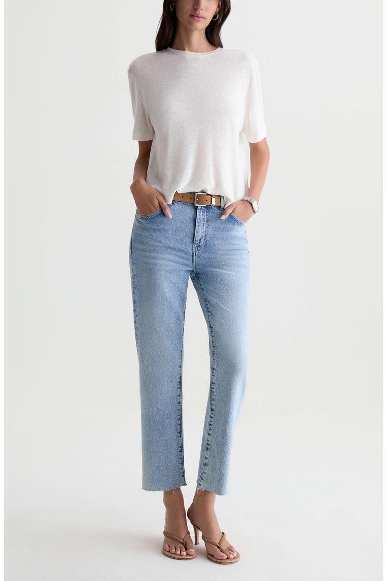 Brinley Raw Hem Mid Rise Ankle Straight Leg Jeans, Alternate, color, GOLD COUNTRY