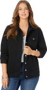 Roaman's Plus Size Boyfriend Stretch Denim Jacket