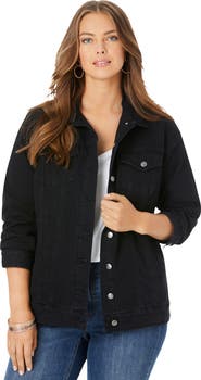 Roaman's Plus Size Boyfriend Stretch Denim Jacket