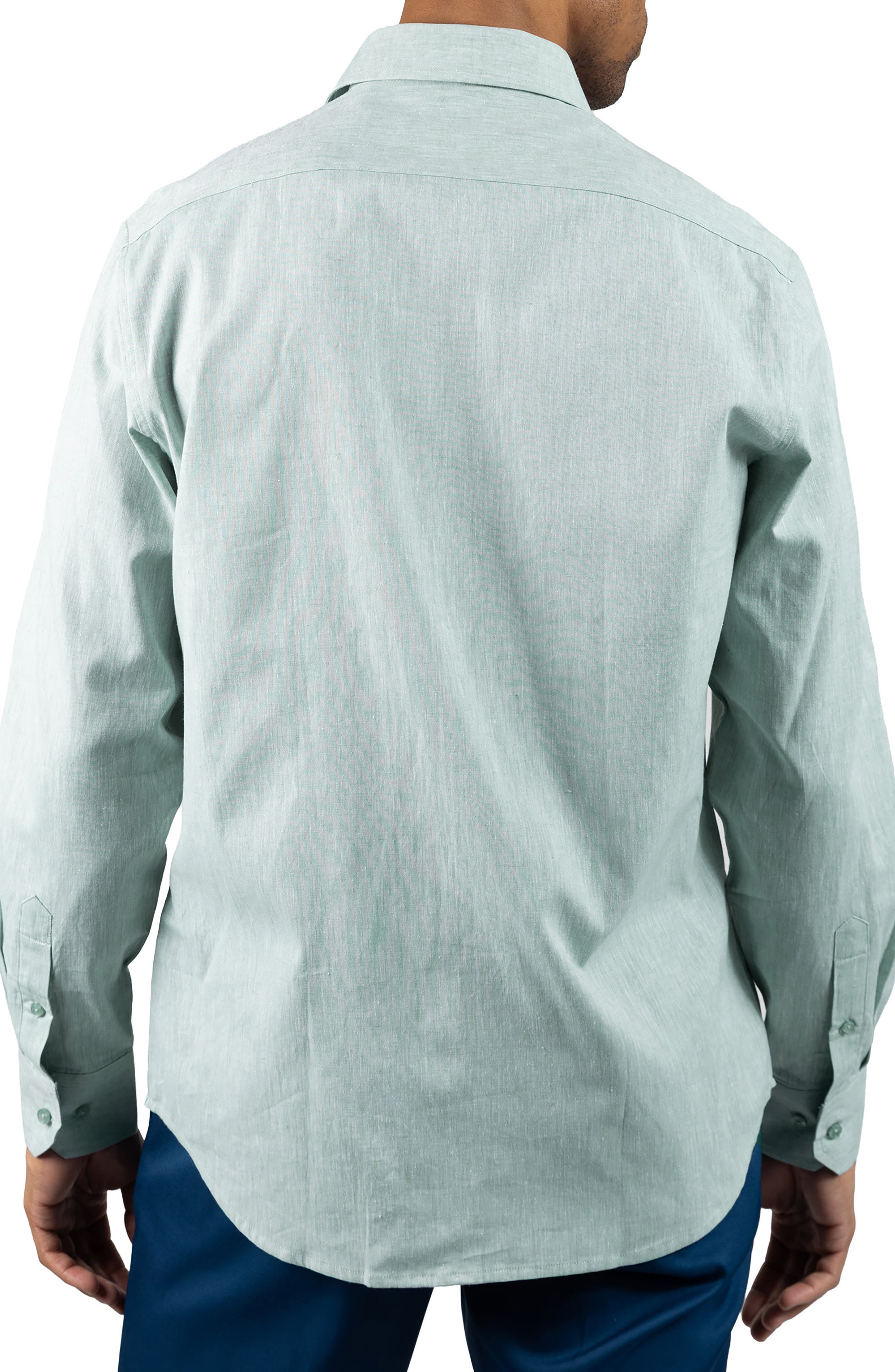 Melange Linen Blend Button-Up Shirt - image 4