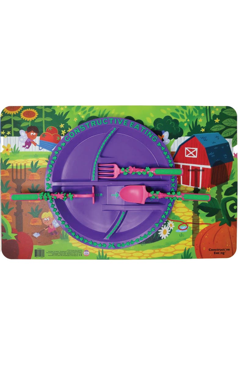Constructive Eating 3 Piece Place Setting for Kids and Toddlers, Main, color, Purple