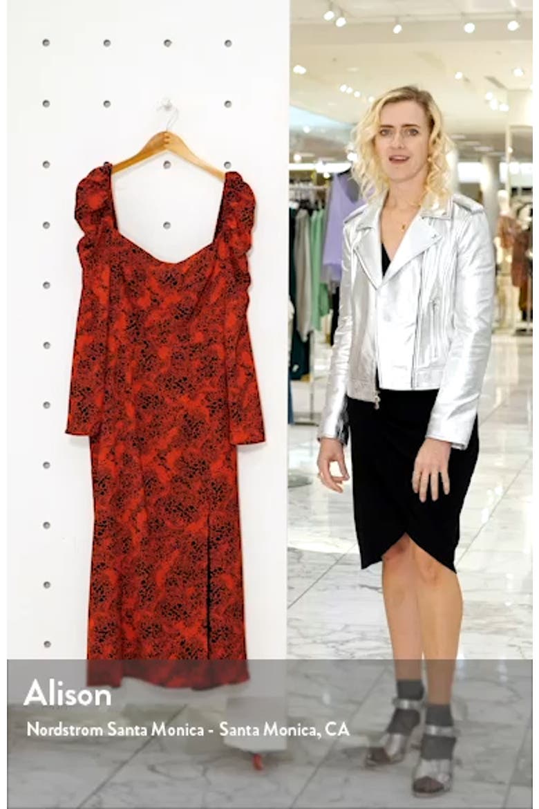Spatter Print Square Neck Long Sleeve Midi Dress video