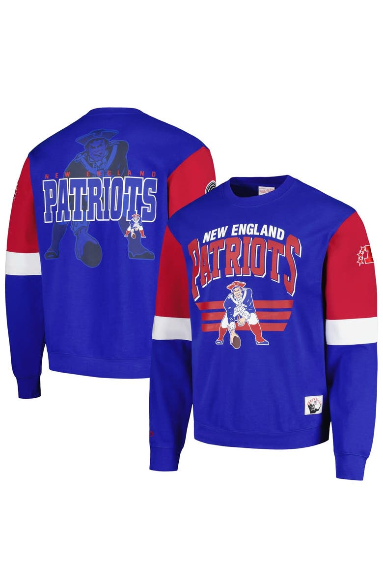 Mitchell & Ness Men's Mitchell & Ness Royal New England Patriots Big & Tall Fleece Pullover Sweatshirt, Alternate, color, Royal