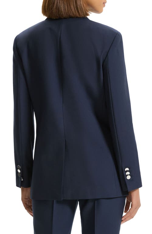 Theory Boxy Double-breasted Wool-blend Jacket In Nocturne Navy