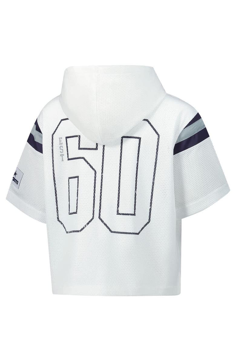 THE WILD COLLECTIVE Women's The Wild Collective White Dallas Cowboys Mesh Short Sleeve Hoodie T-Shirt, Alternate, color, White