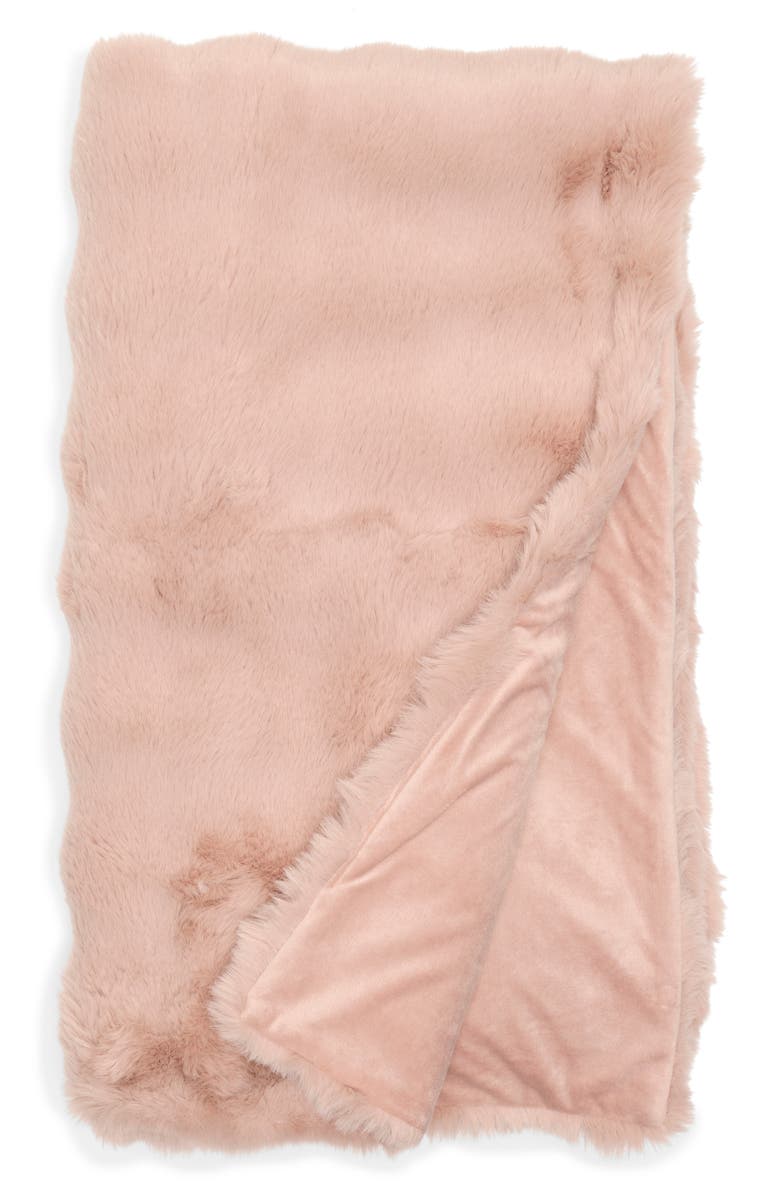 NORDSTROM RACK Bubble Faux Fux Throw Blanket, Main, color, Pink Fawn