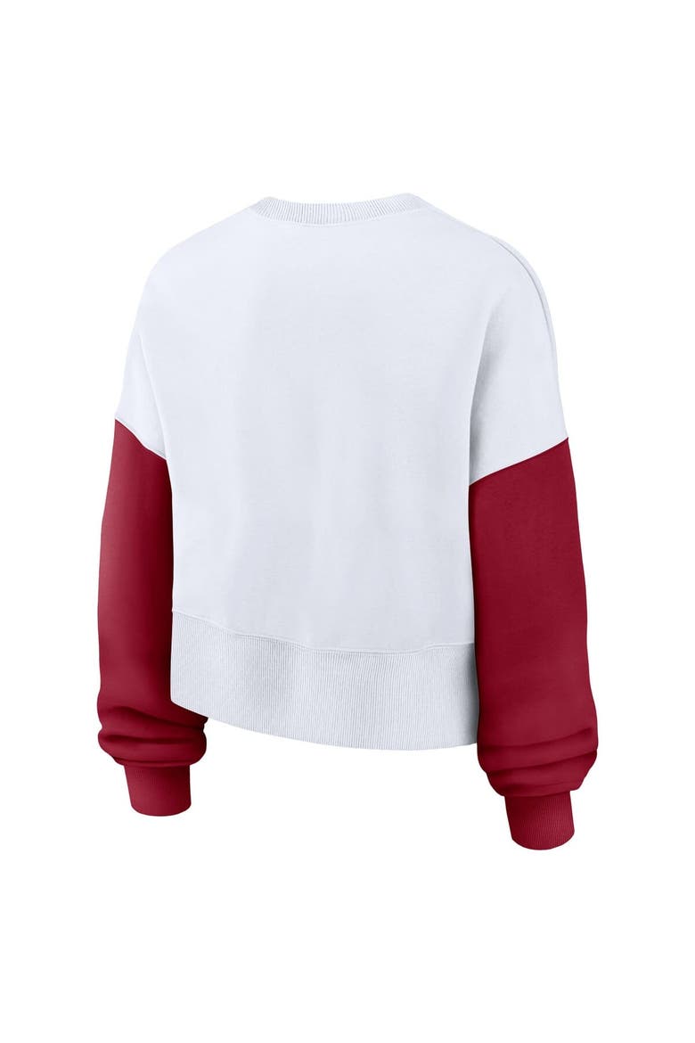 Women's Nike White USC Trojans Color-Block Oversized Cropped Pullover Sweatshirt, Alternate, color, White