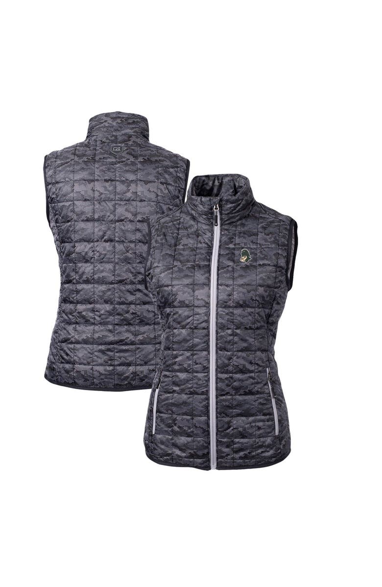 Cutter & Buck Women's Cutter & Buck Black Michigan State Spartans Camouflage Vault Rainier PrimaLoft Eco Full-Zip Vest, Main, color, 
