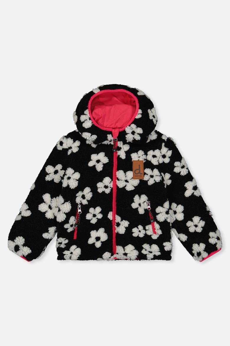 Reversible Fleece Technical Fabric Mid-Season Jacket, Alternate, color, Black Printed Flowers and Pink