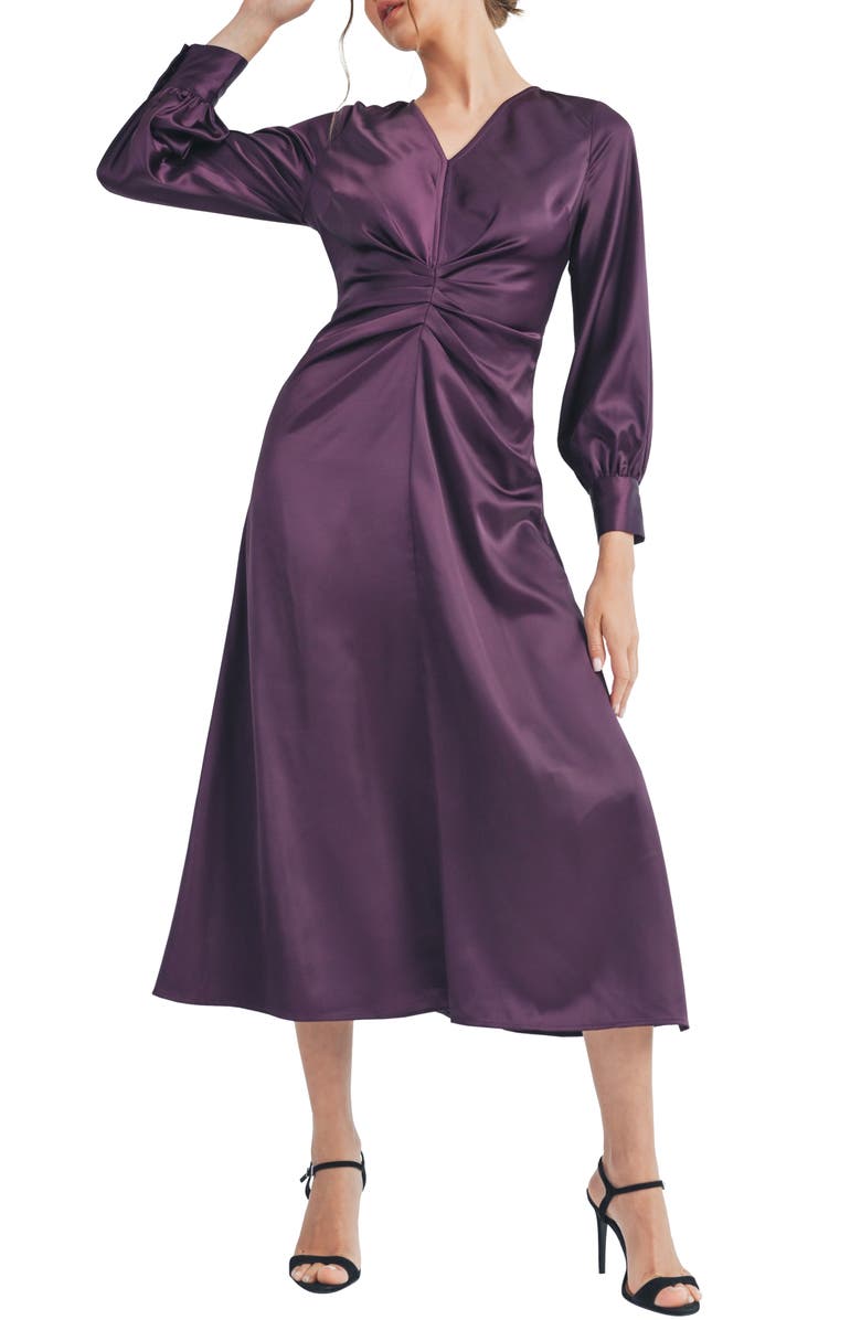 Mila Mae Satin Long Sleeve Midi Dress | Nordstromrack