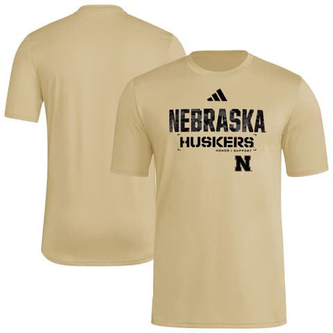 Men's adidas  Natural Nebraska Huskers 2025 Military Appreciation Pre-Game AEROREADY T-Shirt