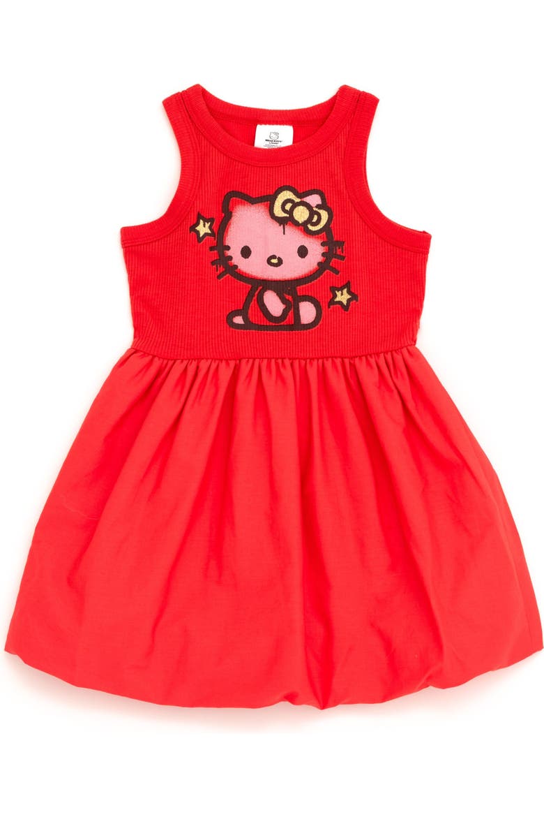 Sleeveless Bubble Dress, Main, color, Hello Kitty Cayenne