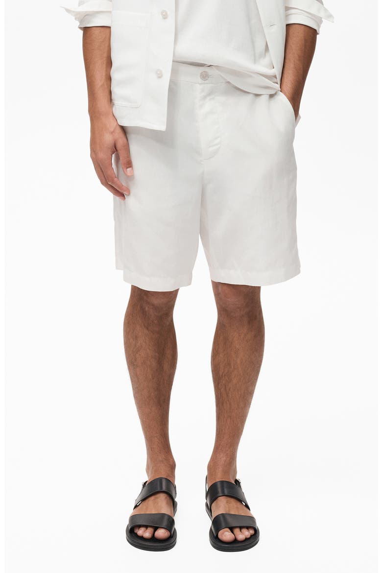Slim Fit Lyocell & Linen Bermuda Shorts, Main, color, OFF WHITE