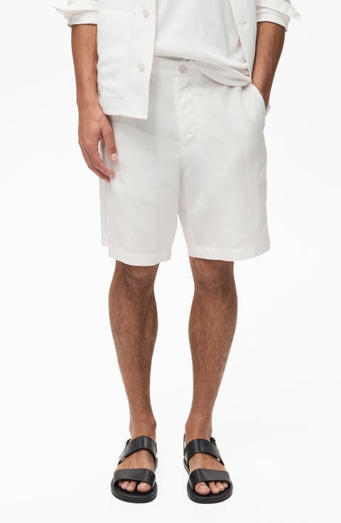 Slim Fit Lyocell & Linen Bermuda Shorts