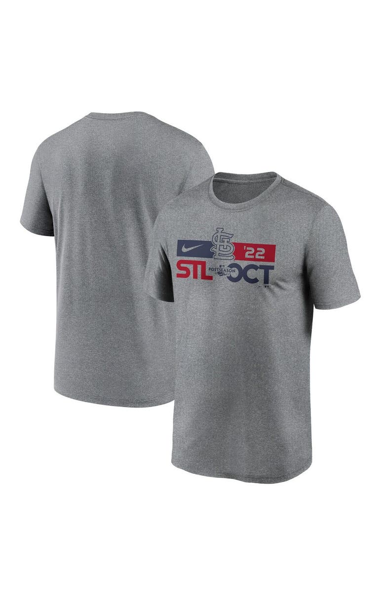 Nike Men's Nike Heather Charcoal St. Louis Cardinals 2022 Postseason T-Shirt, Main, color, 