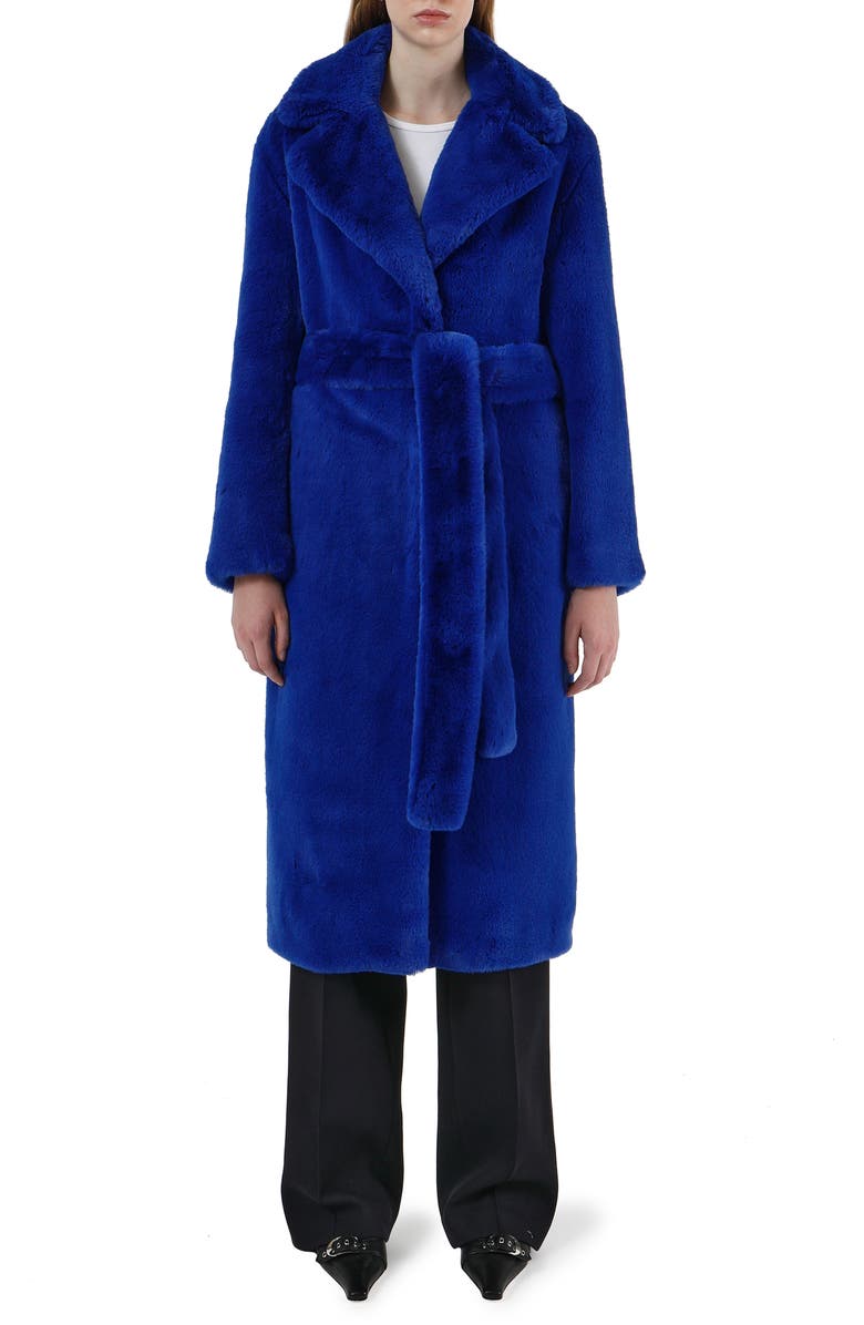 Apparis Mona Belted Faux Fur Coat, Main, color,
