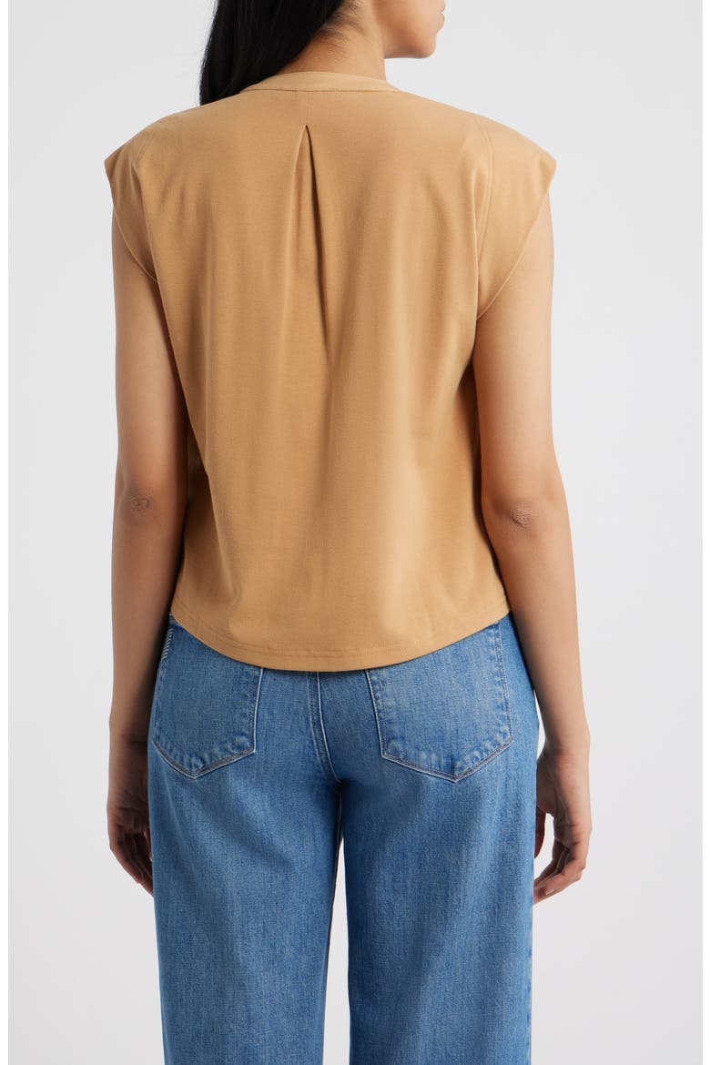 Embellished Cap Sleeve Button-Up Shirt, Alternate, color, GOLDEN SUGAR