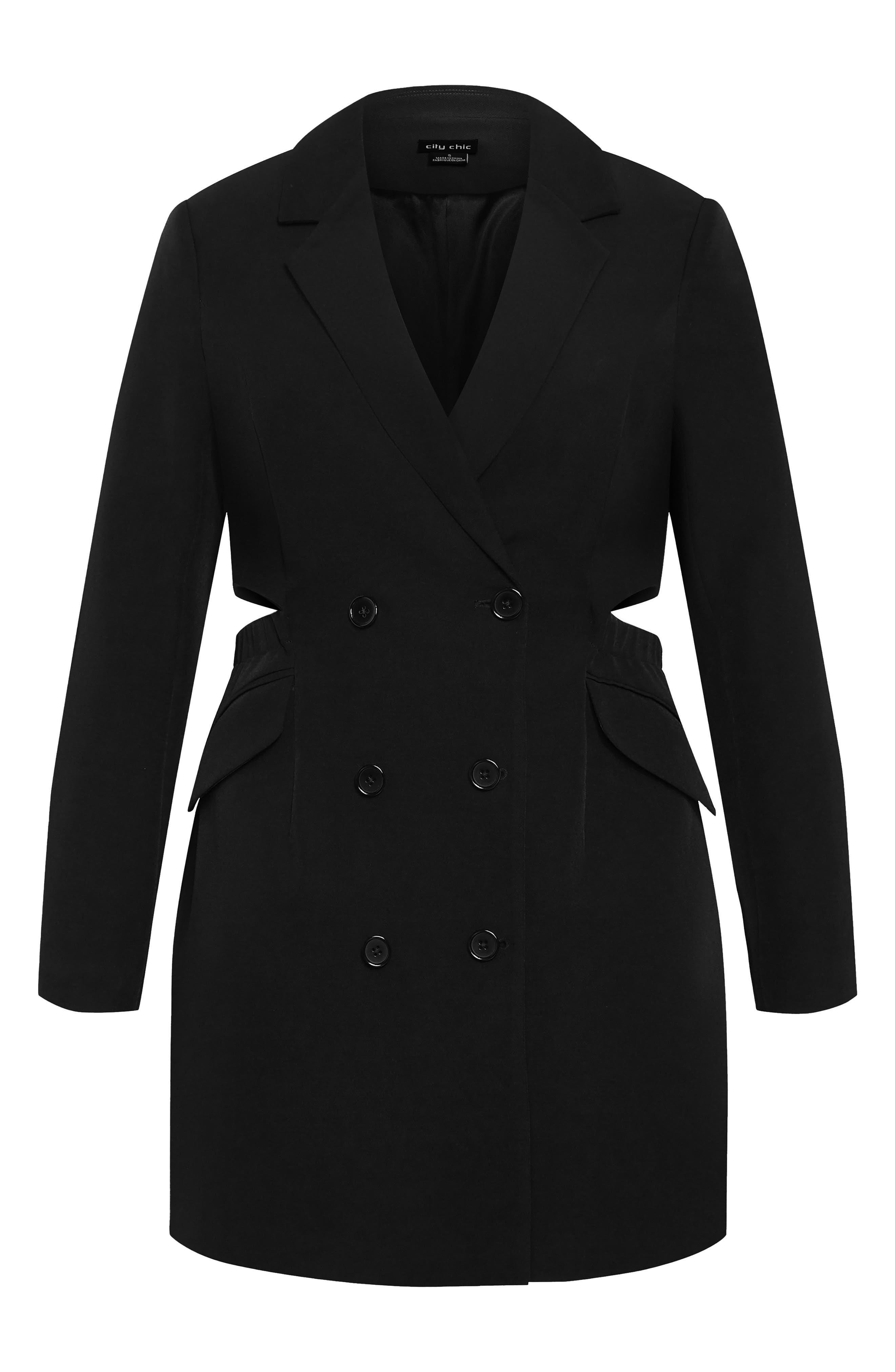 City Chic Marrie Double Breasted Long Sleeve Blazer Dress In Multi