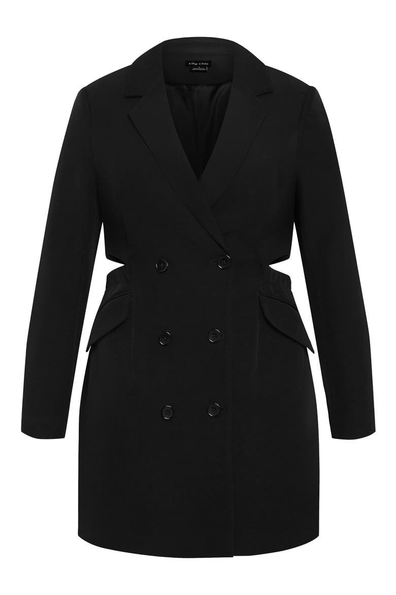 Marrie Double Breasted Long Sleeve Blazer Dress, Alternate, color, BLACK