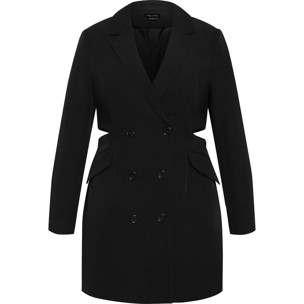 City Chic Marrie Double Breasted Long Sleeve Blazer Dress In Multi