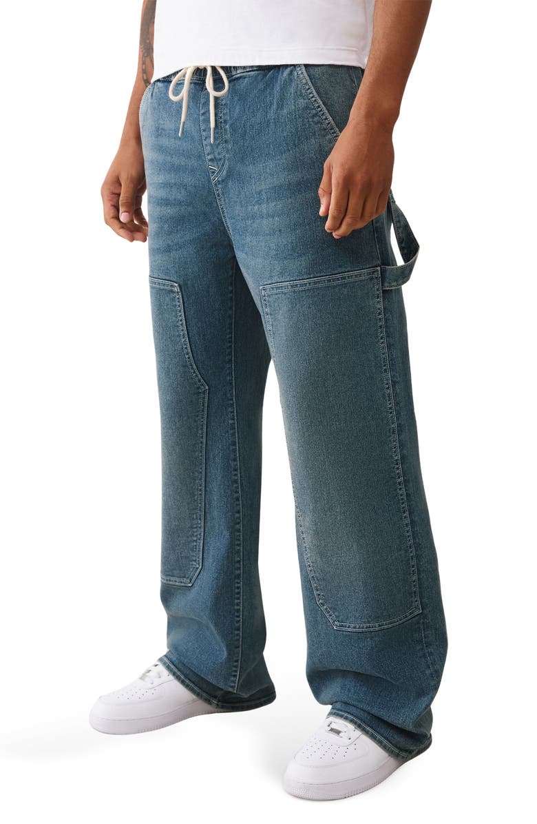 True Religion Vinny Drawstring Ultra Baggy Carpenter Jeans, Alternate, color, Medium Cozy Fireside Wash