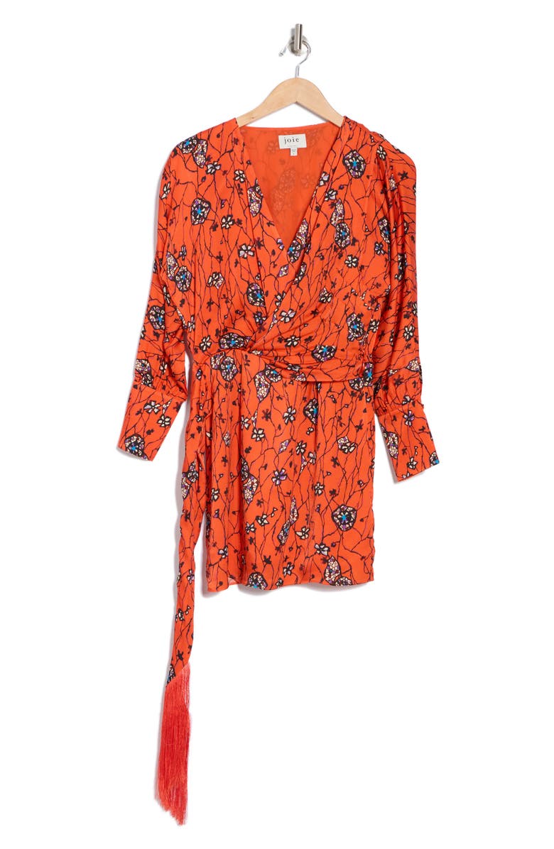 Joie Ronnie Front Wrap Long Sleeve Minidress, Alternate, color, Ponciana Multi