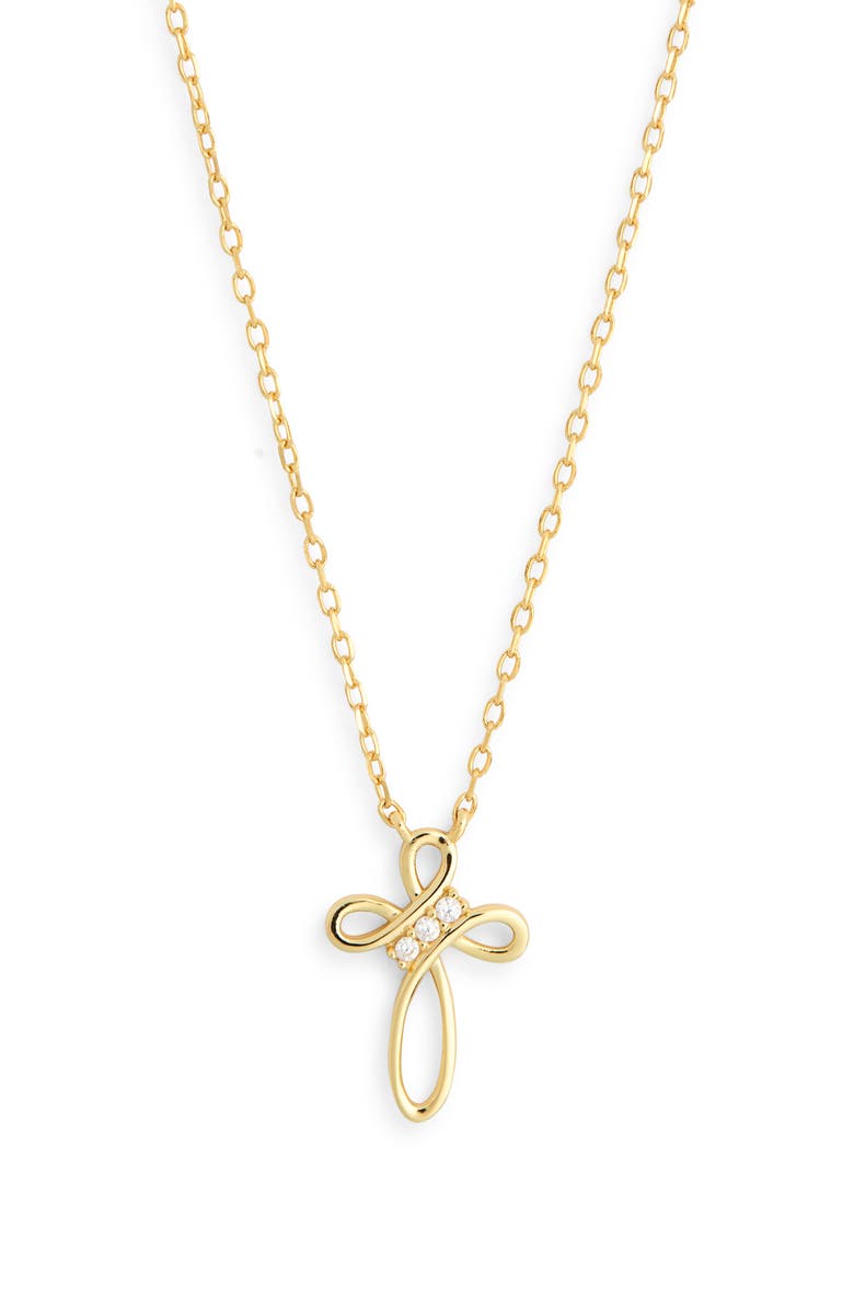 Argento Vivo Sterling Silver Loop Infinity Cross Necklace, Main, color, Gold