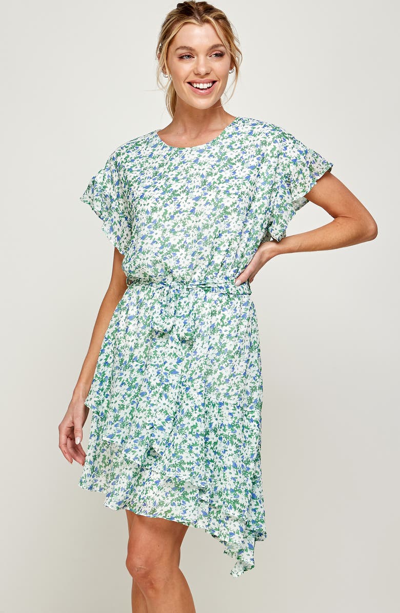 KOKO + MASON Floral Print Asymmetric Hem Dress, Alternate, color, 