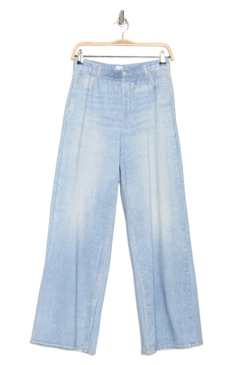 ECRU Mirage Denim Printed French Terry Wide Leg Pants, Alternate, color, Light Wash