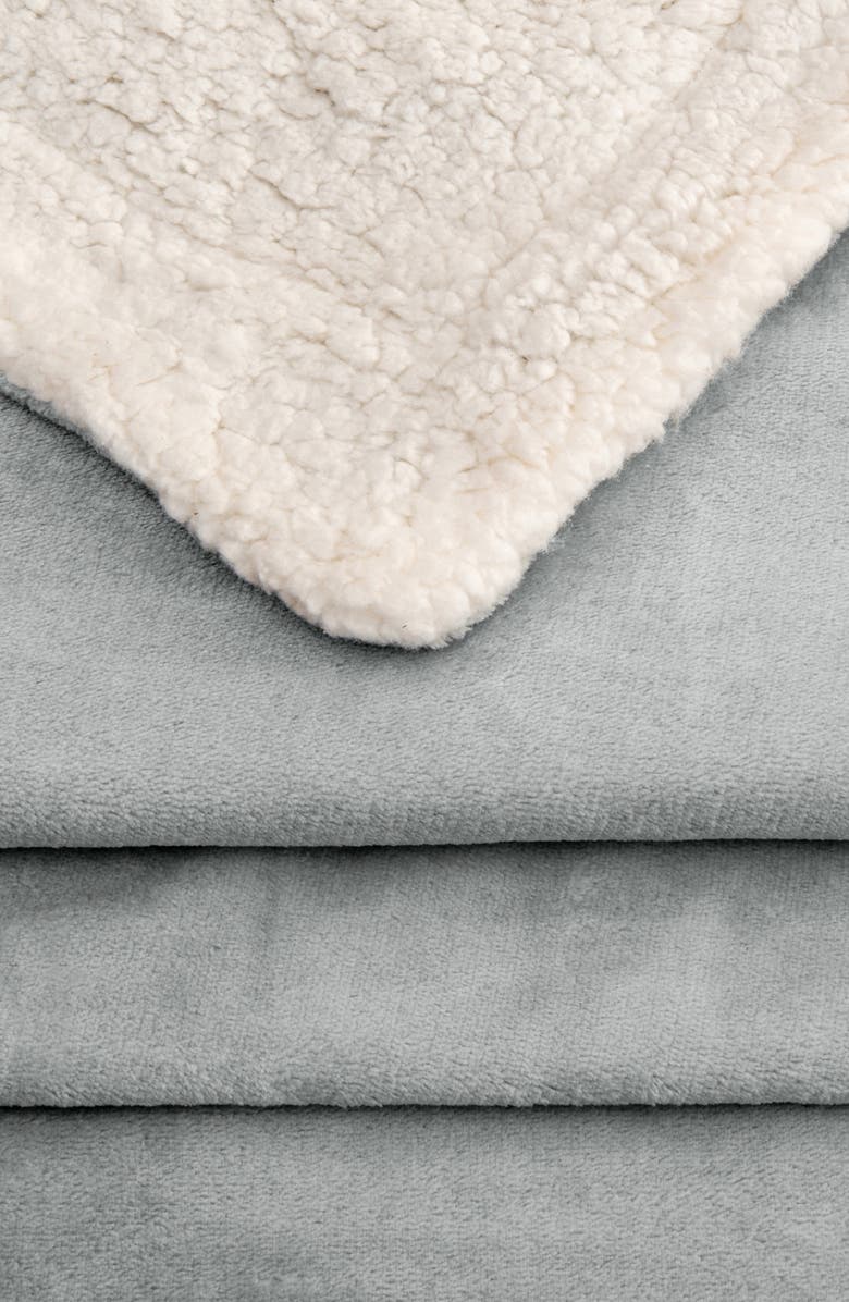 Woven & Weft Reversible Faux Shearling Throw Blanket, Alternate, color, Glacier Grey