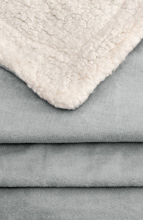 Woven & Weft Reversible Faux Shearling Throw Blanket In Gray