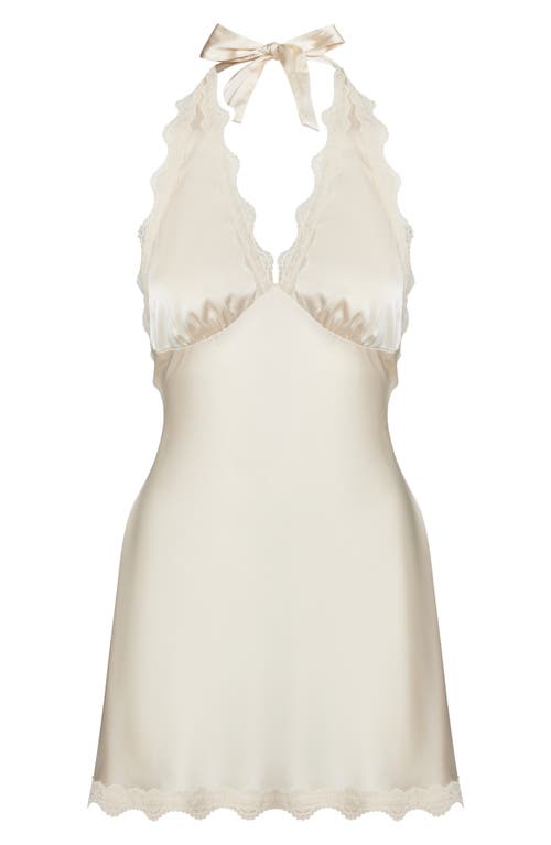 LIONESS LIONESS STARS ALIGN LACE TRIM SATIN HALTER MINIDRESS 