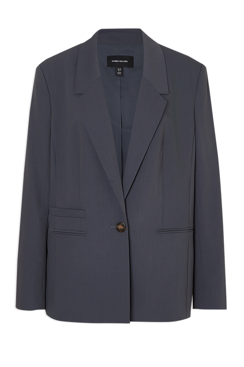Karen Millen Twill Oversized Blazer In Gray