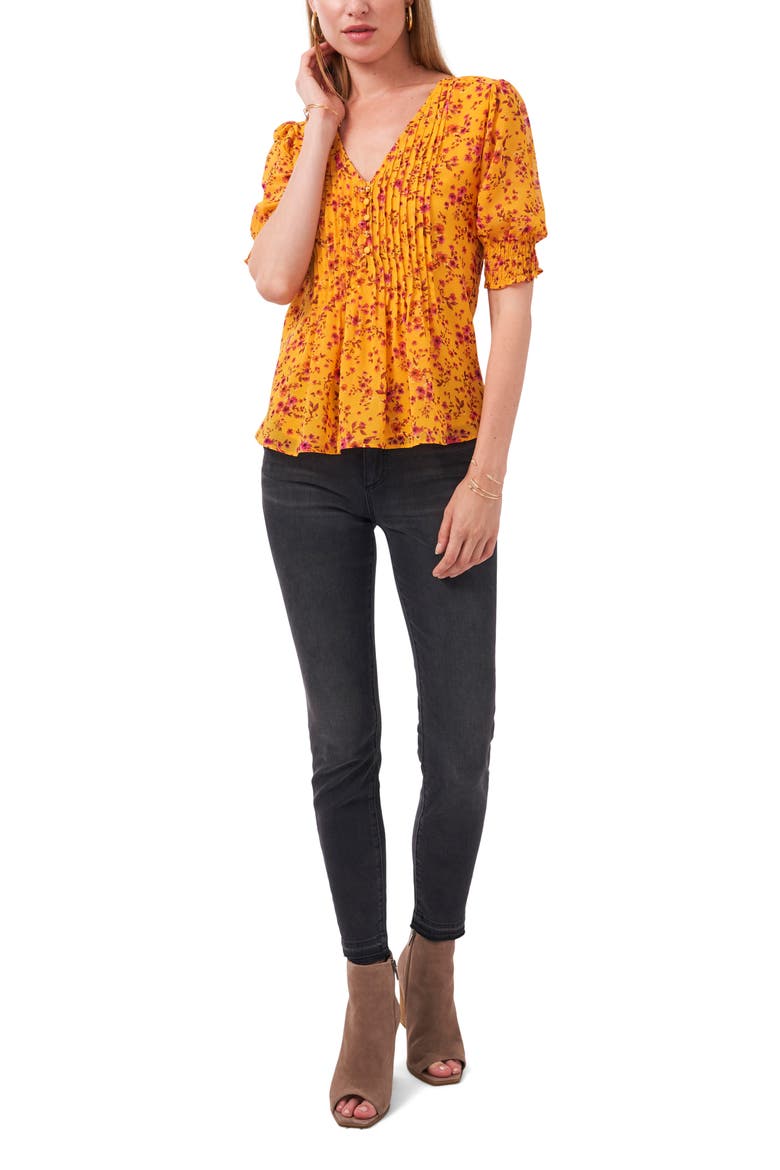 Floral Pintuck Front Top, Alternate, color, FLRL GLOW