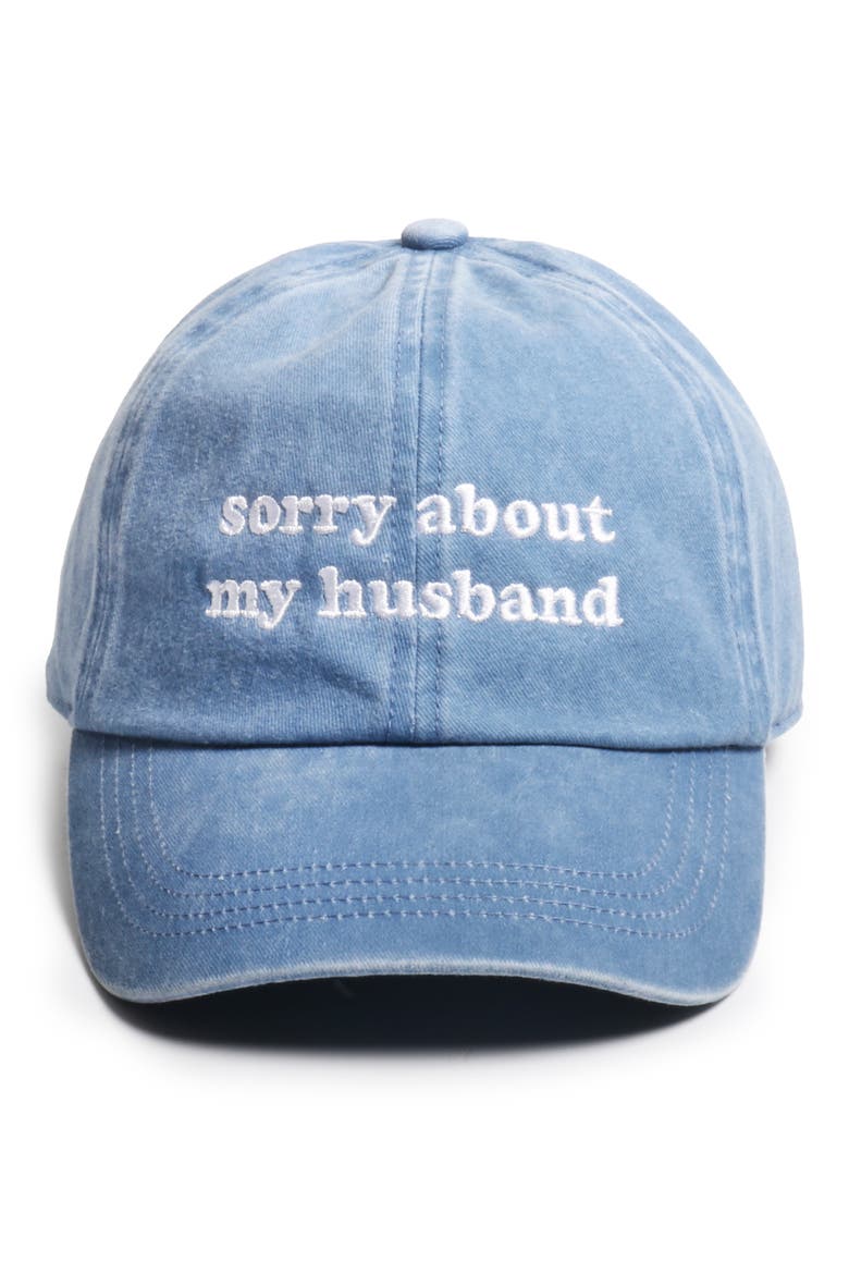 Sorry About My Husband Baseball Cap, Main, color, DENIM