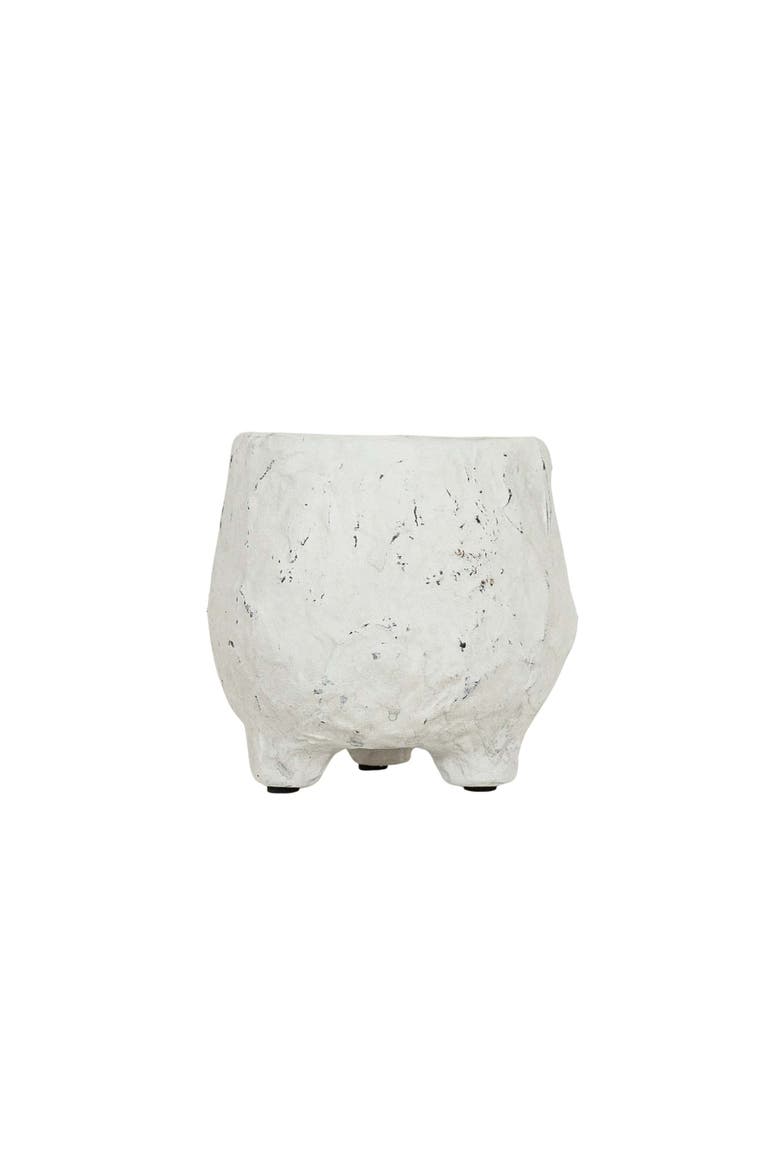 Distressed Footed Planter White Stoneware, Main, color, White